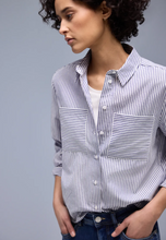 Load image into Gallery viewer, STREET ONE<BR>
Striped Shirt Blouse<BR>
Blue<BR>