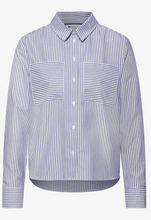 Load image into Gallery viewer, STREET ONE<BR>
Striped Shirt Blouse<BR>
Blue<BR>