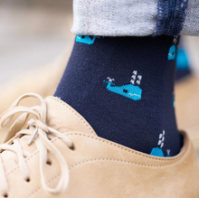 Load image into Gallery viewer, SWOLE PANDA<BR>
Whale Bamboo Socks<BR>
Navy<BR>