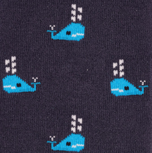 Load image into Gallery viewer, SWOLE PANDA<BR>
Whale Bamboo Socks<BR>
Navy<BR>