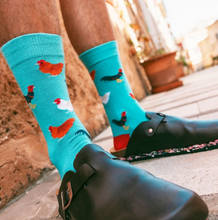 Load image into Gallery viewer, SWOLE PANDA<BR>
Rooster Bamboo Socks<BR>
Blue<BR>