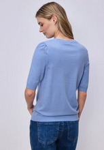 Load image into Gallery viewer, STREET ONE<BR>
Solid Colour Knit Top<BR>
Blue<BR>