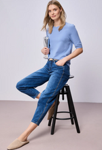 Load image into Gallery viewer, STREET ONE<BR>
Solid Colour Knit Top<BR>
Blue<BR>