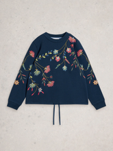 Load image into Gallery viewer, WHITE STUFF<BR>
Floral Embroider Sweatshirt<BR>
Navy<BR>