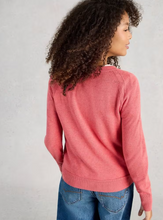 Load image into Gallery viewer, WHITE STUFF<BR>
Lulu Crew Neck Long Sleeve Cardigan<BR>
Coral<BR>