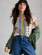 Load image into Gallery viewer, WHITE STUFF<BR>
Nelly Notch Tee<BR>
White Multi<BR>