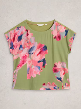 Load image into Gallery viewer, WHITE STUFF<BR>
Woven Mix Tee<BR>
Green<BR>