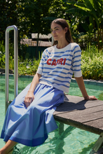 Load image into Gallery viewer, MILANO<BR>
Capri Stripe Jumper with Red Print<BR>
Blue&White<BR>