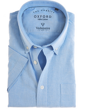 Load image into Gallery viewer, VEDONEIRE<BR>
Short Sleeve Oxford Shirt<BR>
Blue, Purple<BR>
