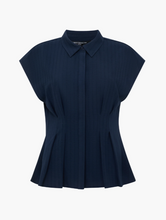 Load image into Gallery viewer, FRENCH CONNECTION<BR>
Codie Pleated Top<BR>
Navy<BR>