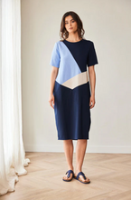 Load image into Gallery viewer, PERUZZI <BR>
3 Tone Linen Dress <BR>
Blue mix <BR>