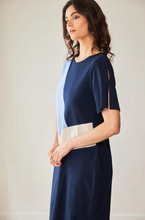 Load image into Gallery viewer, PERUZZI <BR>
3 Tone Linen Dress <BR>
Blue mix <BR>