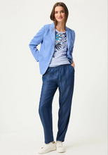 Load image into Gallery viewer, OLSEN<BR>
Stripe Placement Print Top<BR>
Blue/White<BR>