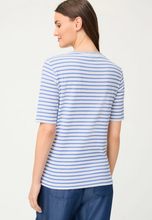 Load image into Gallery viewer, OLSEN<BR>
Stripe Placement Print Top<BR>
Blue/White<BR>