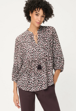 Load image into Gallery viewer, OLSEN<BR>
Leopard Tunic Blouse<BR>
White/Brown<BR>