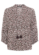 Load image into Gallery viewer, OLSEN<BR>
Leopard Tunic Blouse<BR>
White/Brown<BR>