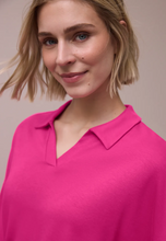 Load image into Gallery viewer, STREET ONE<BR>
Dropped shoulder polo shirt with elasticated waistband<BR>
Magenta<BR>
