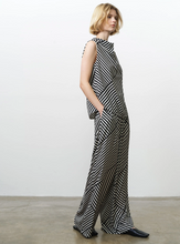 Load image into Gallery viewer, FRENCH CONNECTION<BR>
Monochrome Striped Damasco Cowl Neck Tank Top<BR>
Black/White<BR>
