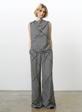 Load image into Gallery viewer, FRENCH CONNECTION<BR>
Monochrome Striped Damasco Cowl Neck Tank Top<BR>
Black/White<BR>