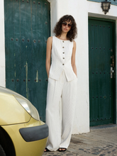 Load image into Gallery viewer, FRENCH CONNECTION<BR>
Vinnie Pinstripe Waist Coat<BR>
Cream/Black<BR>