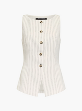 Load image into Gallery viewer, FRENCH CONNECTION<BR>
Vinnie Pinstripe Waist Coat<BR>
Cream/Black<BR>