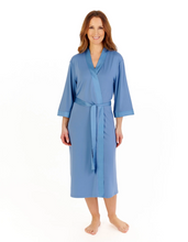 Load image into Gallery viewer, SLENDERELLA<BR>
Supersoft Satin Edge Kimono Dressing Gown<BR>
Blue<BR>