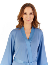 Load image into Gallery viewer, SLENDERELLA<BR>
Supersoft Satin Edge Kimono Dressing Gown<BR>
Blue<BR>