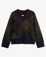 Load image into Gallery viewer, BARBOUR<BR>
Shadow V Neck Tartan Wool Jumper<BR>
Shadow<BR>