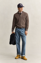 Load image into Gallery viewer, GANT<BR>
Textured Cotton Half-Zip Sweater<BR>
Melange Hazel, Evening Blue<BR>