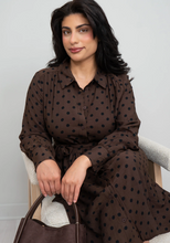Load image into Gallery viewer, FRANSA<BR>
Dara Polko Dot Dress<BR>
Brown/Black<BR>