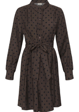 Load image into Gallery viewer, FRANSA<BR>
Dara Polko Dot Dress<BR>
Brown/Black<BR>