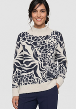 Load image into Gallery viewer, OLSEN<BR>
Graphic Feather Yarn Sweater<BR>
Ink<BR>
