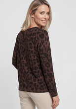 Load image into Gallery viewer, OLSEN<BR>
Embellished Placement Print Jersey Top<BR>
Brown<BR>