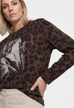 Load image into Gallery viewer, OLSEN<BR>
Embellished Placement Print Jersey Top<BR>
Brown<BR>