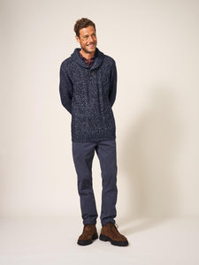 WHITE STUFF <BR>
Twisted Cable, Shawl Collared Jumper <BR>
Navy <BR>