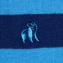 Load image into Gallery viewer, SWOLE PANDA <BR>
Sky Blue & Navy striped bamboo socks