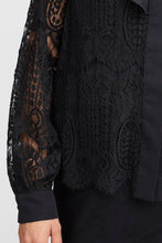 Load image into Gallery viewer, FRANSA <BR>
Cate Lace Ruffle Blouse <BR>
Black <BR>