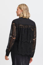 Load image into Gallery viewer, FRANSA <BR>
Cate Lace Ruffle Blouse <BR>
Black <BR>