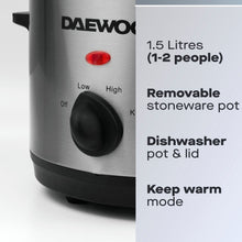 Load image into Gallery viewer, DAEWOO <BR>
1.5L Slow Cooker <BR>
Stainless Steel <BR>