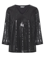 Load image into Gallery viewer, FRANSA<BR>
Drusilla Sequin Top<BR>
Black<BR>