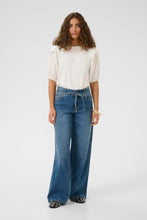 Load image into Gallery viewer, CULTURE <BR>
Panina Tee with Embroidery Anglais Sleeves <BR>
Spring Gardenia <BR>