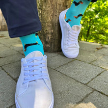 Load image into Gallery viewer, SWOLE PANDA <BR>
Men’s Sausage Dog Bamboo Socks <BR>
Turquoise <BR>