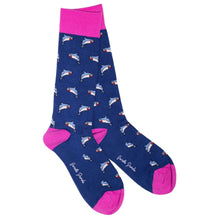 Load image into Gallery viewer, SWOLE PANDA <BR>
Men's Shark Socks<BR>
Blue & Pink