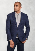 Load image into Gallery viewer, BROOK TAVERNER <BR>
Tailored Fit Stevens Textured Wool Blend Jacket <BR>
Blue Check <BR>