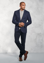 Load image into Gallery viewer, BROOK TAVERNER <BR>
Tailored Fit Stevens Textured Wool Blend Jacket <BR>
Blue Check <BR>