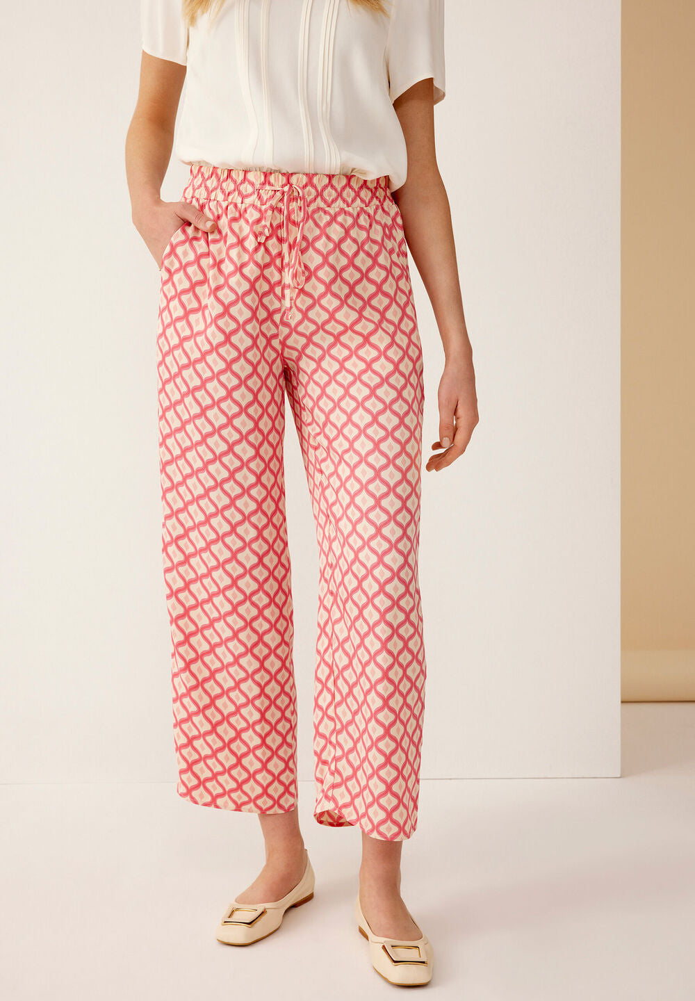 MORE & MORE <BR>
Print trousers <BR>
Peach <BR>