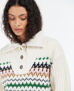 BARBOUR <BR>
Greenwell Collared, Buttoned Knit <BR>
Cream <BR>