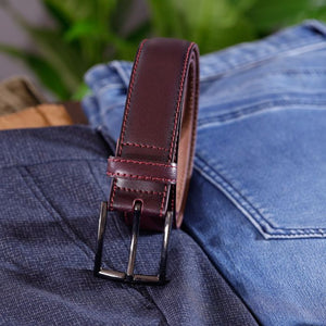 OXFORD LEATHERCRAFT <BR>
35mm Genuine Striched Leather Belt <BR>
Black, Tan, Brown or Burgundy <BR>