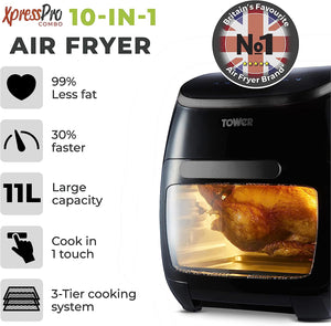 TOWER <BR>
10-in-1 Digital Air Fryer Oven <BR>
Black <BR>