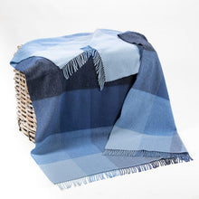 Load image into Gallery viewer, JOHN HANLY <BR>
Merino Wool Cashmere Throw <BR>
Blue Mix Herringbone Block <BR>
